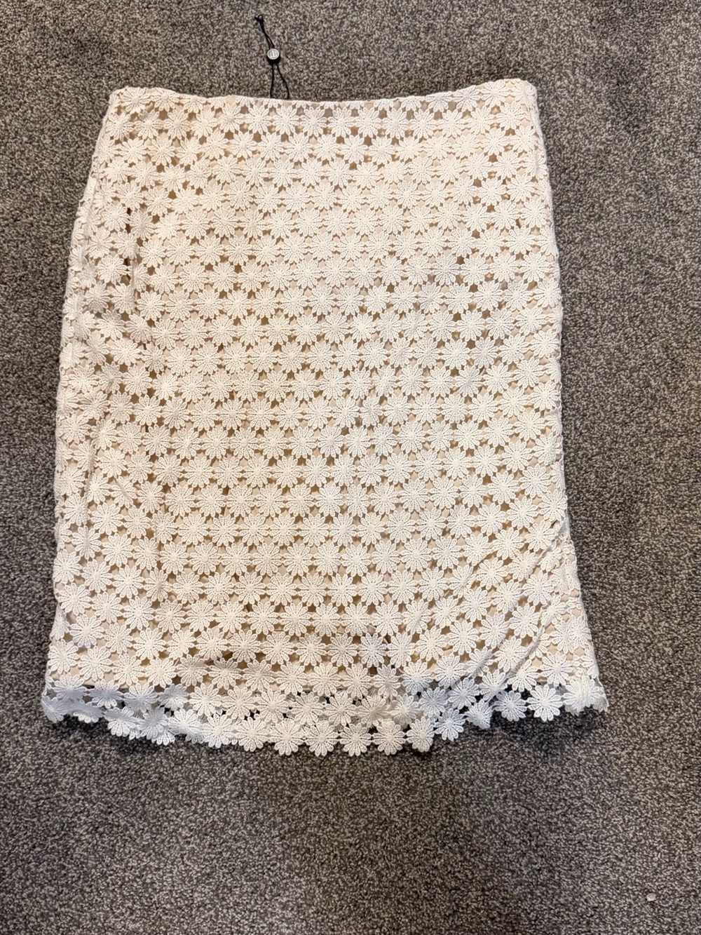 Talbots Cream Floral Crochet Pencil Skirt